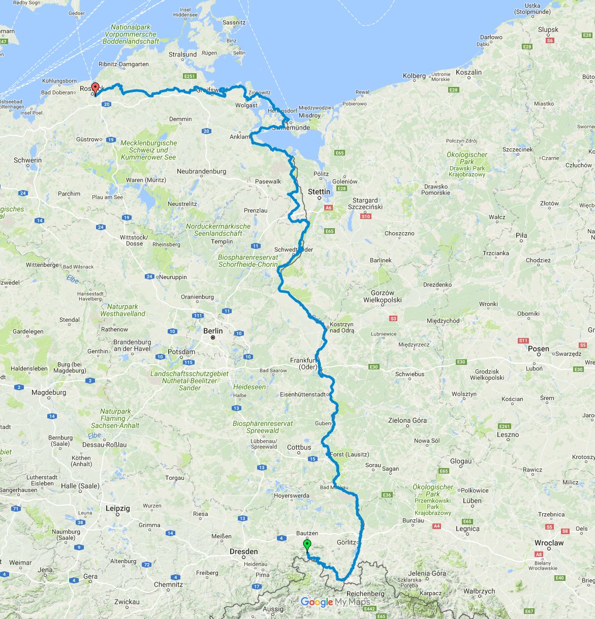 Route 2017 - Oder-Neiße-Kanal bis Rostock